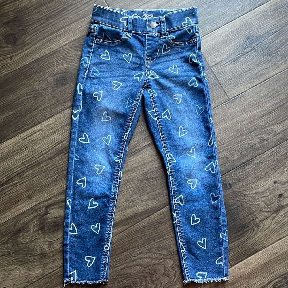 Heart flared blue jeans
